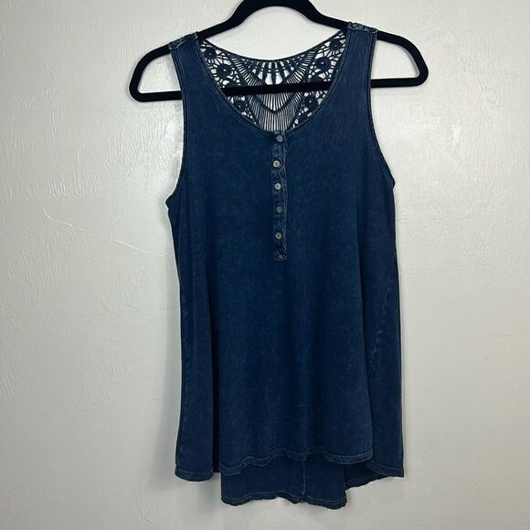 Anthropologie ERI + ALI Pure Cotton Crochet Detail Back Chantel Tank Size S - Picture 3 of 10